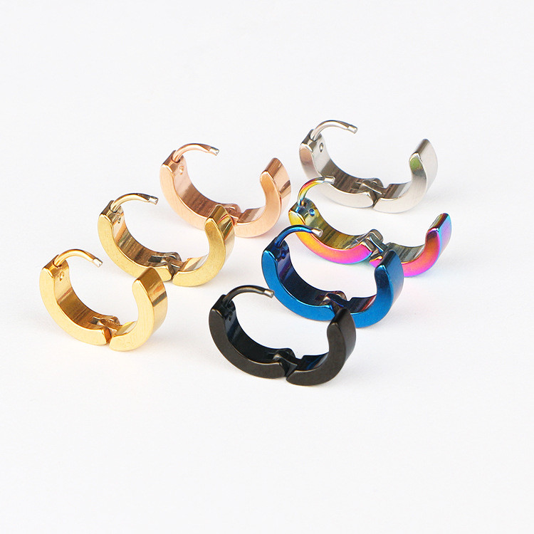 Hot Sale stainless steel earrings women black hoop earrings for girl or boy wholesale