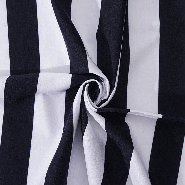 Comfortable Black Stripe Fabric Mercerized Cotton Skin Friendly Texture