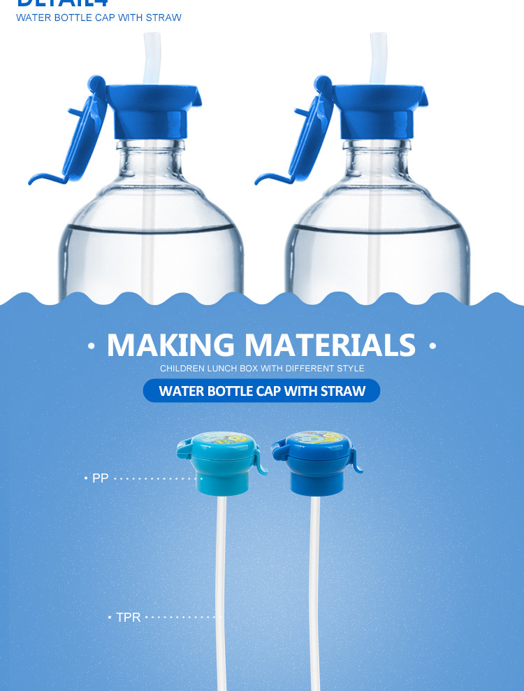 Wholesale Cartoon design child resistance cap cute plastic water bottle caps with straw