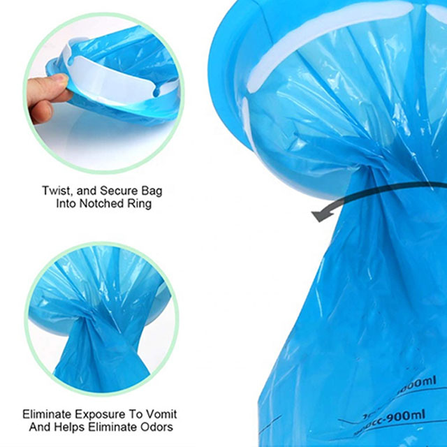 Custom Disposable Emesis Bags Blue Car Nausea Bags Vomit Bags For Motion Travel