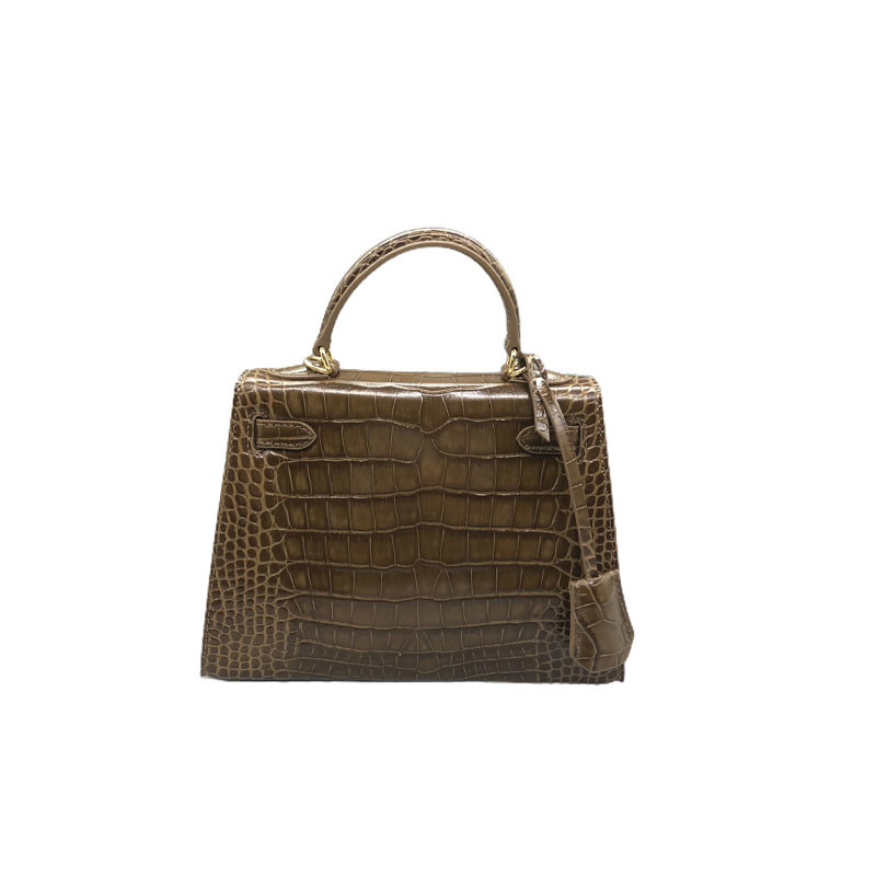 Genuine Leather Dark Green Fashion Women Handbag Custom Logo