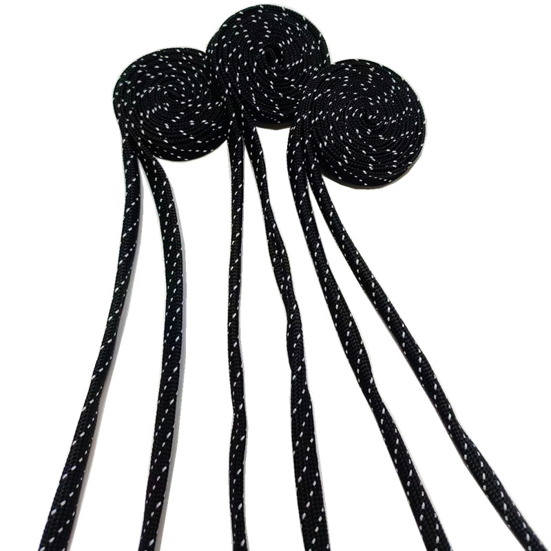Polyester Flat Drawstring Cord For Hoodie Black Elastic Shock Cord