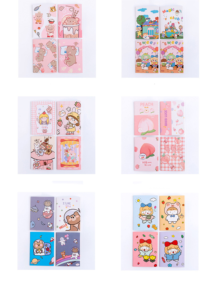2022 Agenda Organizer A7 Size Kid's Cute Note Book with Cartoon Print Self-Adhesive