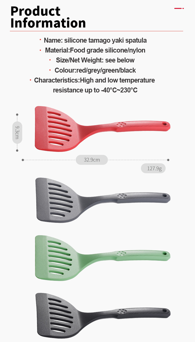 Heat Resistant Non Stick Silicone Frying Spatula With Long Handle