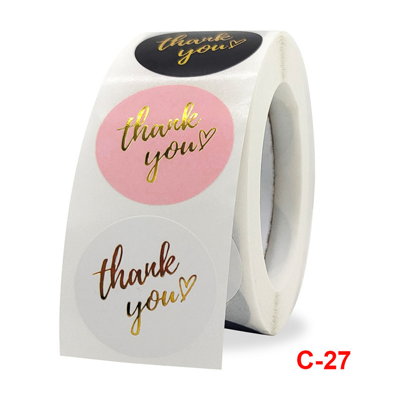 CMYK Gold Custom Sticky Labels 27mm Holographic Thank You Stickers