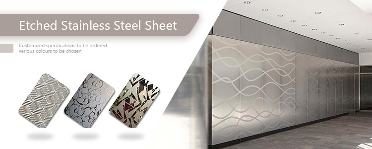 316 Etched Stainless Steel Sheet Plain 600mm - 1500mm Luxury Art Pattern Mirror