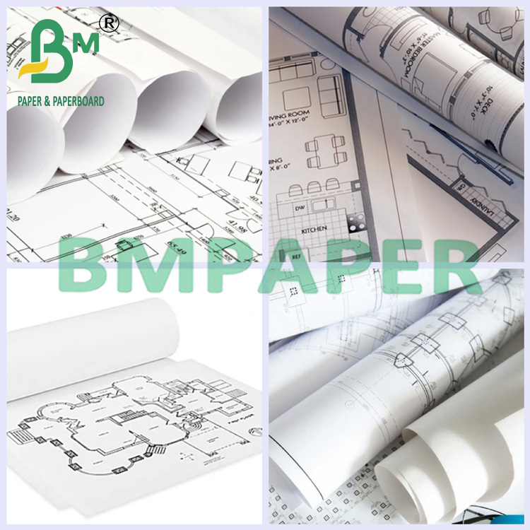 80gsm 24Inch / 36Inch Wide Woodfree CAD Inkjet Plotter Paper Roll