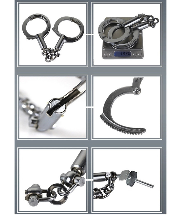 Criminal Real Metal Handcuffs , Official Police Handcuffs With Reinforced Rib
