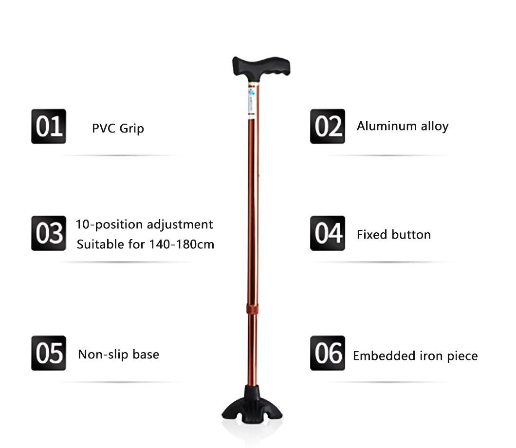 Wholesale Adults Aluminum Disabled Medical Four Legs Crutch Walking Stick for Old