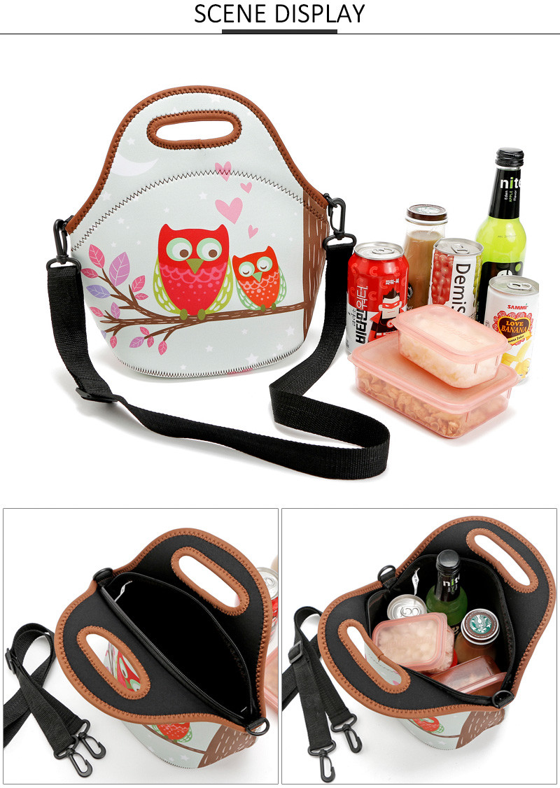Heat Sealed Neoprene Lunch Bags With Shoulder Strap