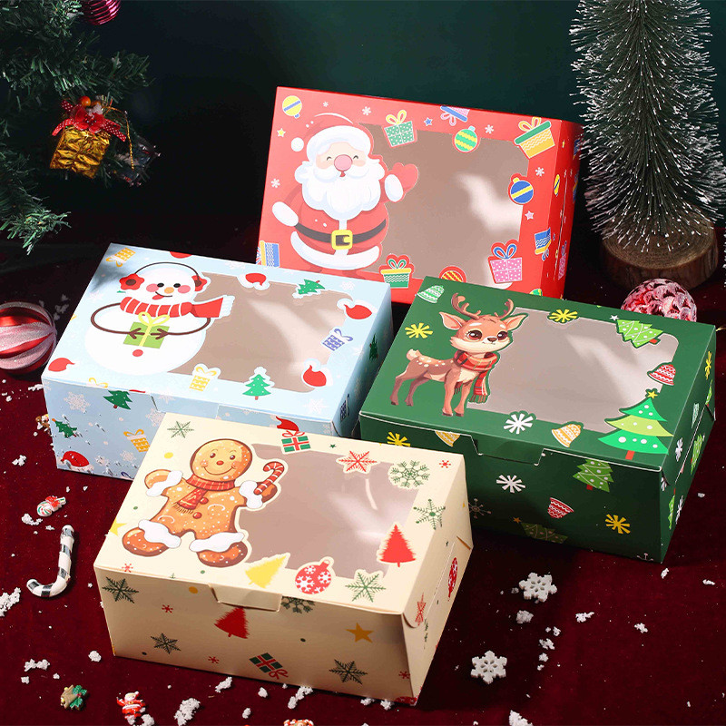 beauty christmas paper candy crackers gift box decoration with transparent window