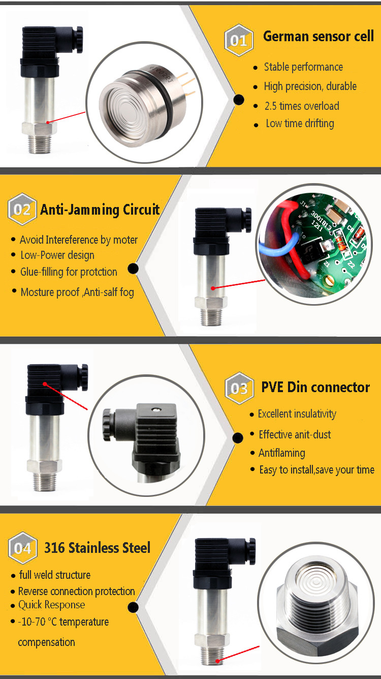 0.5% FS Flush Diaphragm Pressure Sensor Transmitter Welded Structure