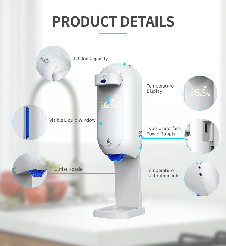 Hotel 1100ml Wall Mounted Soap Dispensers With Temperature Reader