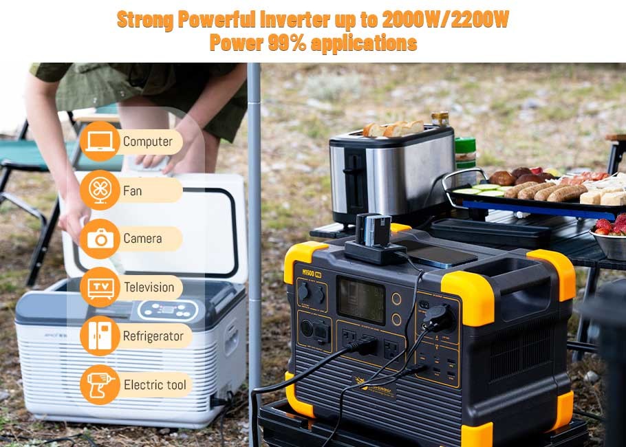 Portable 2000W UPS Solar Generator With 1450Wh Battery Capacity