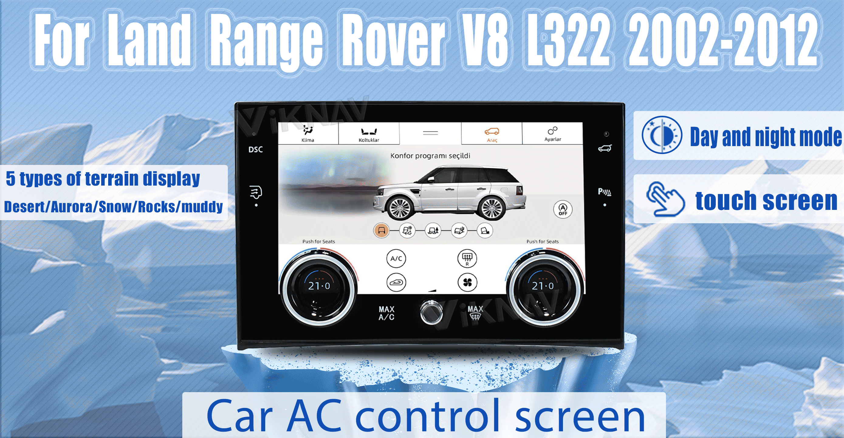 10.4 Inch Air Condition Board For Land Rover Range Rover V8 2002-2012 Air Conditioning Climate Panel Day And Night Mode