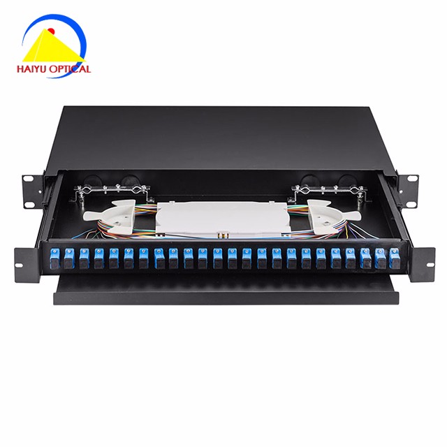 Cold Rolled Steel 1U 19" SC Fiber Optic Patch Panel 24 Port