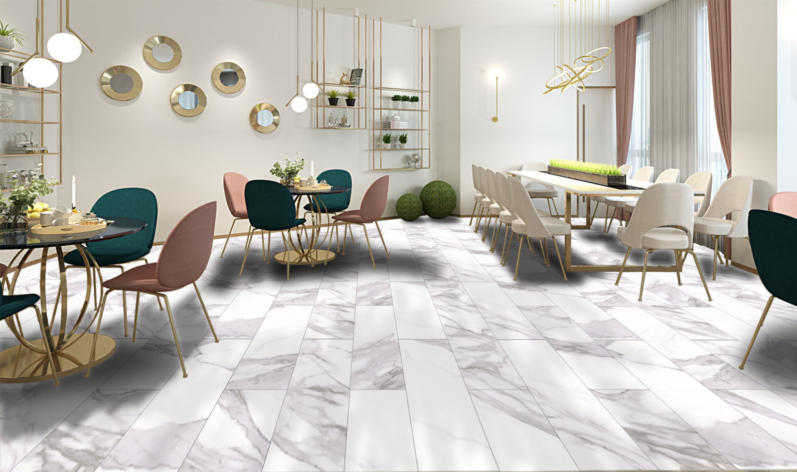 12x24'' Luxury Marble Vinyl Flooring Environmental Friendly Non Corrosive Resilient Ash GKBM Greenpy GL-S5556-1