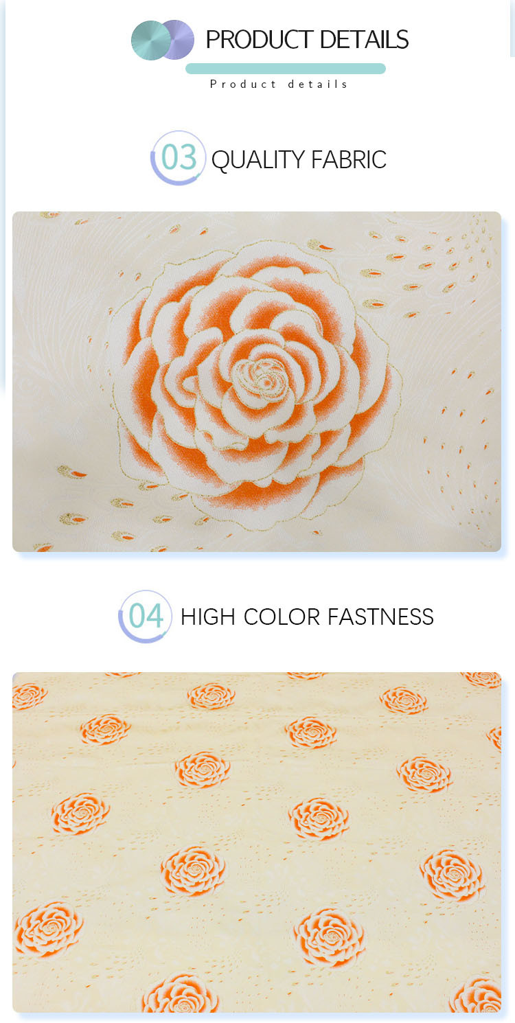 125gsm Mattress Quilting Fabric Fashion Printed Gold Powder Cloth