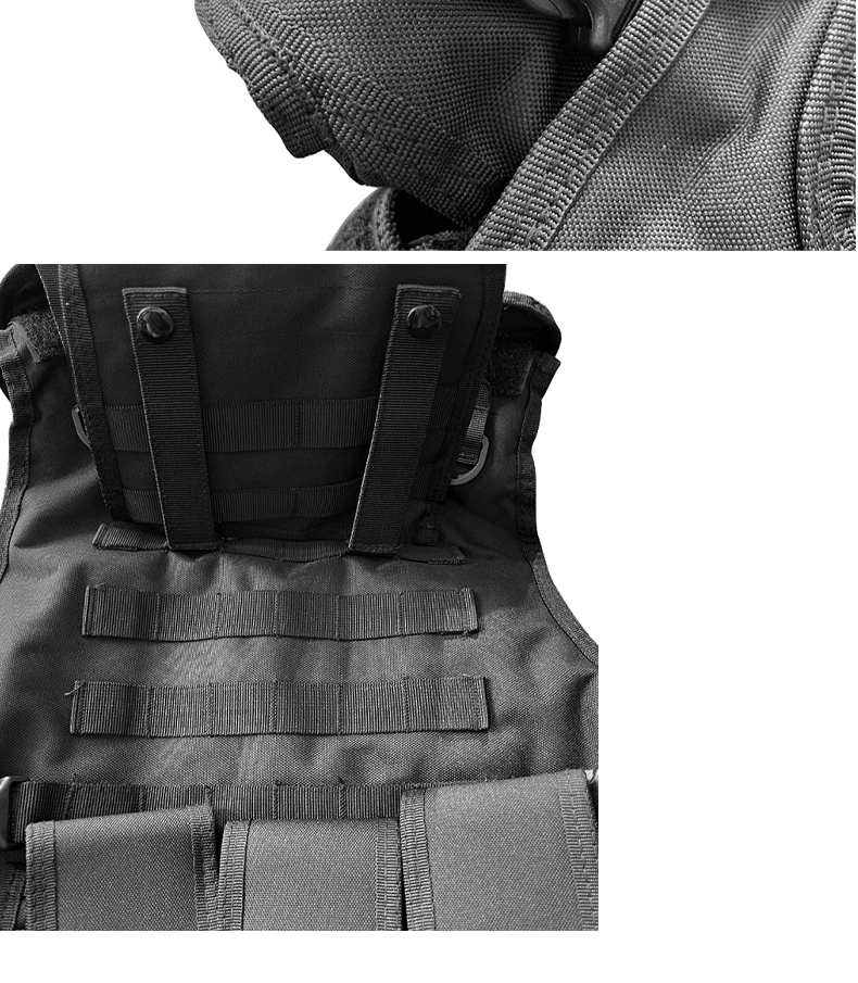 Safety Adjustable Black Vest Protective Jacket with Molle System in Polyester Fabric