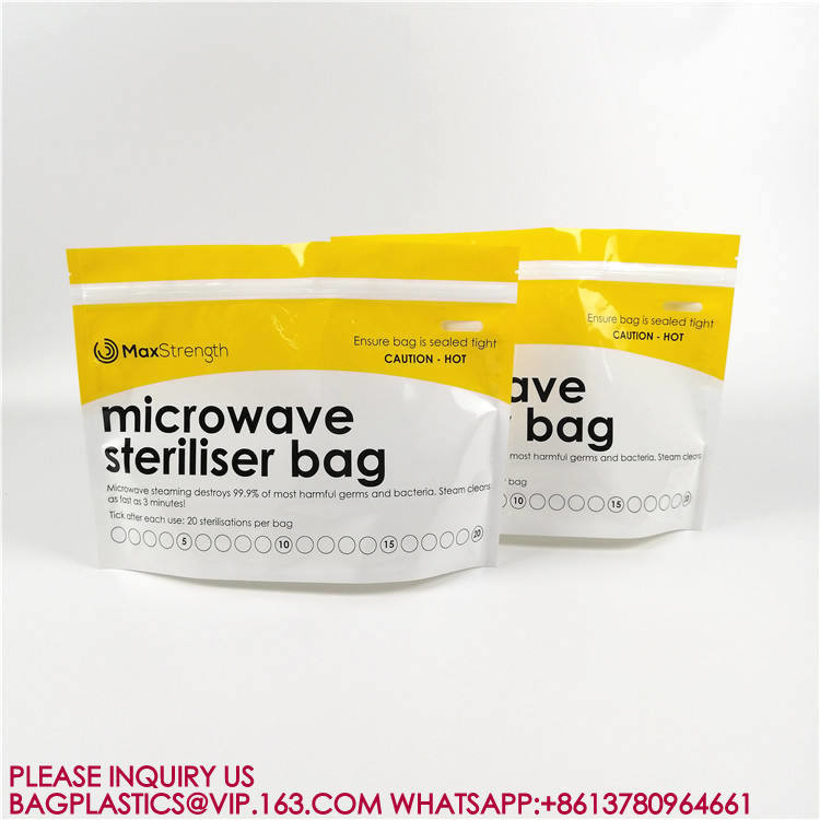 Slide Zipper Feeding Bottle Pouch Microwaveable Menstruation Cup Steam Sterilizer Bag