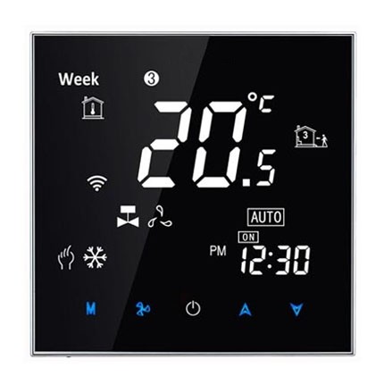 2 Pipe Digital Room Thermostat , LCD FCU Thermostat With Touch Screen Display