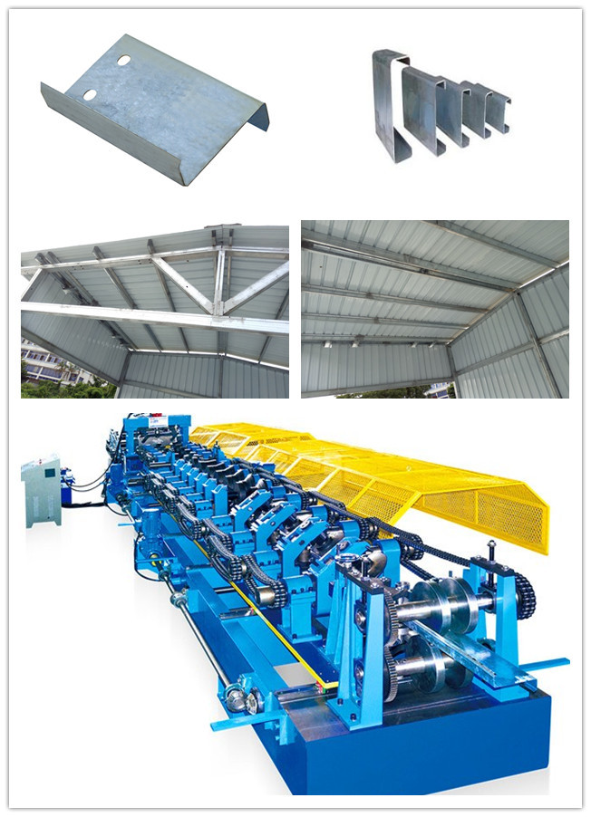 Automatic Z Purlin Roll Forming Machine 5 Tons Manual Uncoiler PLC Control