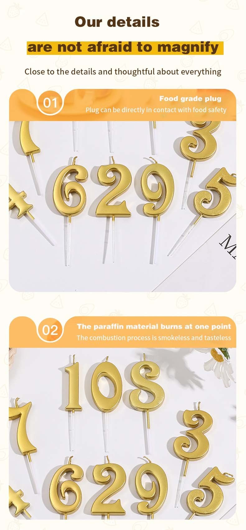 Champagne Gold Birthday Candles Number 0-9 Cake Topper Happy Birthday Decoration For Women Men Girls Boys Party