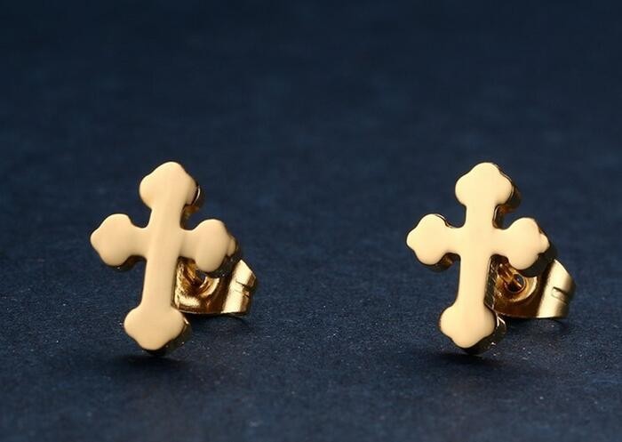 Personalized body piercing jewelry stainless steel cross stud earrings for women