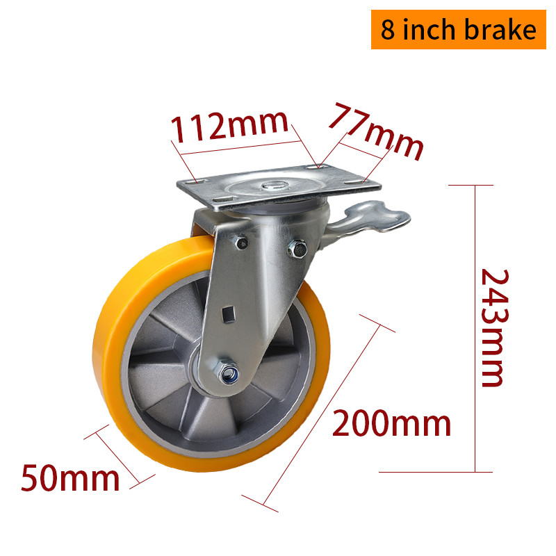 8 Inch Heavy Duty Aluminium Castor Wheels 600kg Load Plate Mount Ridgid Caster Wheels