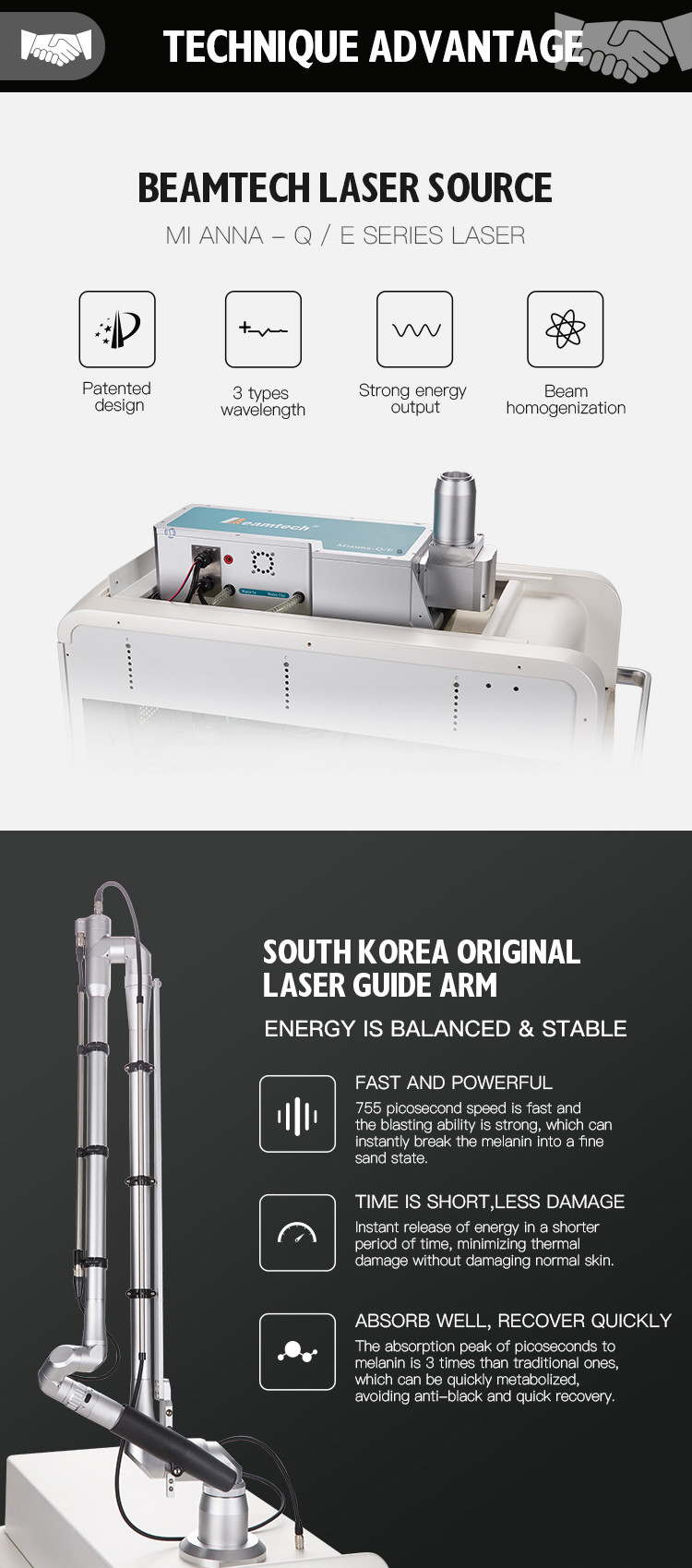 Vertical Nd Yag Laser Picosecond Machine Spectrum Toning Melasma Removal