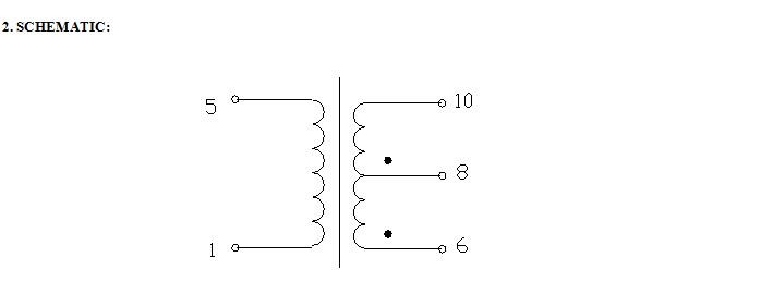 PCB Mounting Low Frequency Transformer Input 306V / 50Hz 10mA Output 11.5V / 9V 67mA
