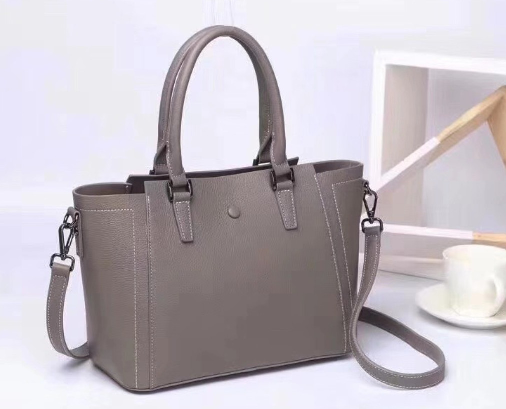 Polyester Cotton Lining Red Cow Leather Tote Handbags For Women
