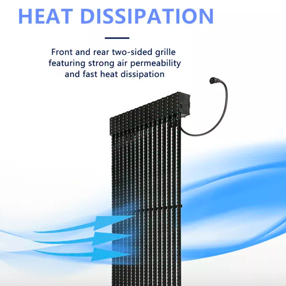 P7.8 P10 P15 Transparent Strip Led Mesh Screen Display Panel Outdoor
