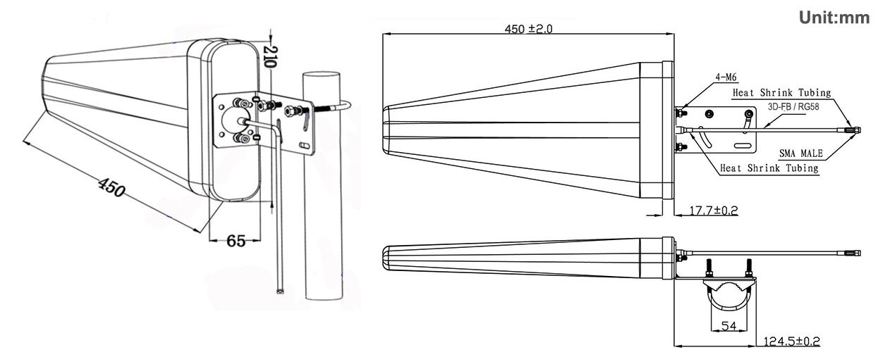 High Gain 11dBi Signal Broadband 698-2700 MHz Log Periodic Antenna for 4G 5G network