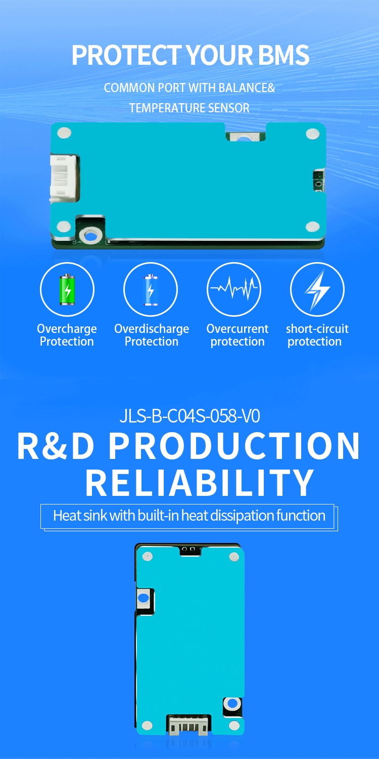 25A Active BMS for 4S LiFePO4: A 25A BMS with Balance Equalizer and Battery Cell Protection Board, Incorporated with NTC for Enhanced Safety and