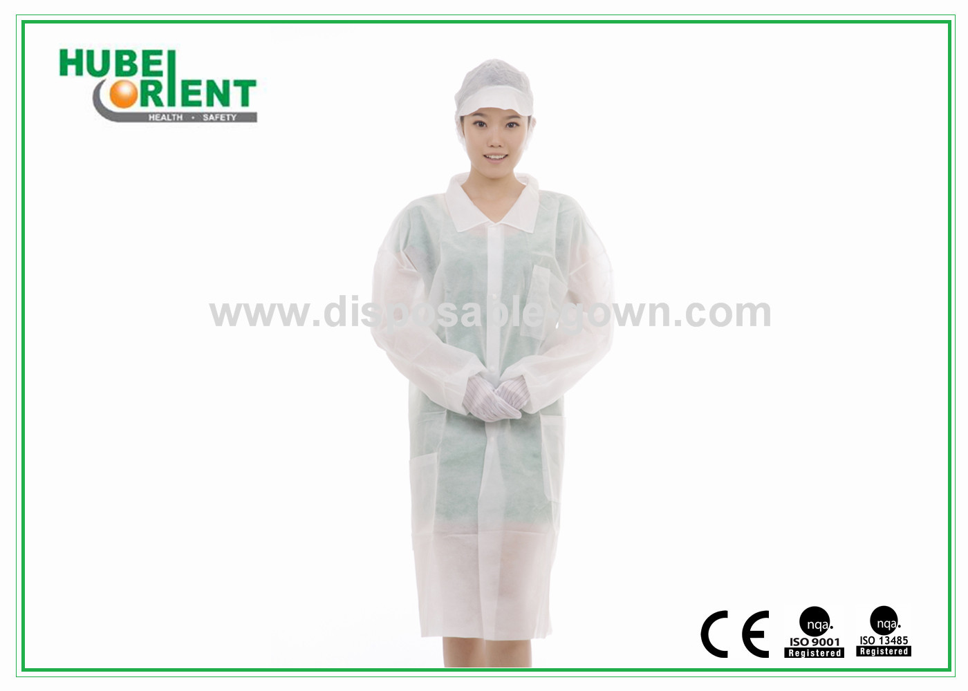 Nonwoven PP MP TVK Lab Coats Disposable With Shirt Collar