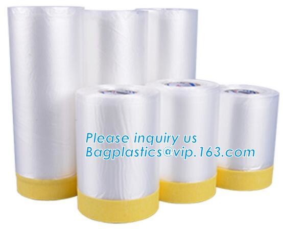 Pre-tapd paint masking film HDPE,Car paint repair masking film with tape, Hot sell masking film with adhesive tape, PAC