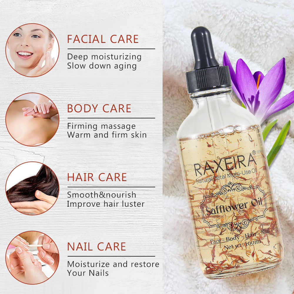 Private Label Moisturizing Natural Safflower Massage Essential Oil Natural Moisturizer Massage Face Body Hair Multi-Use