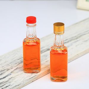 Buy cheap Carton Packing Square 50ml Empty Glass Wine Bottles Embossed With Screw Cap product