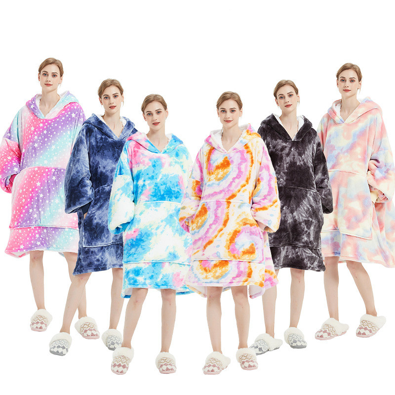 Full Custom Flannel Romper Oversized Pajama Blanket Hoodie Colorful Printed