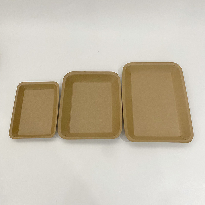 Kraft Food Paper Trays Supermarket Rectangular Vegetable Fruit Packaging