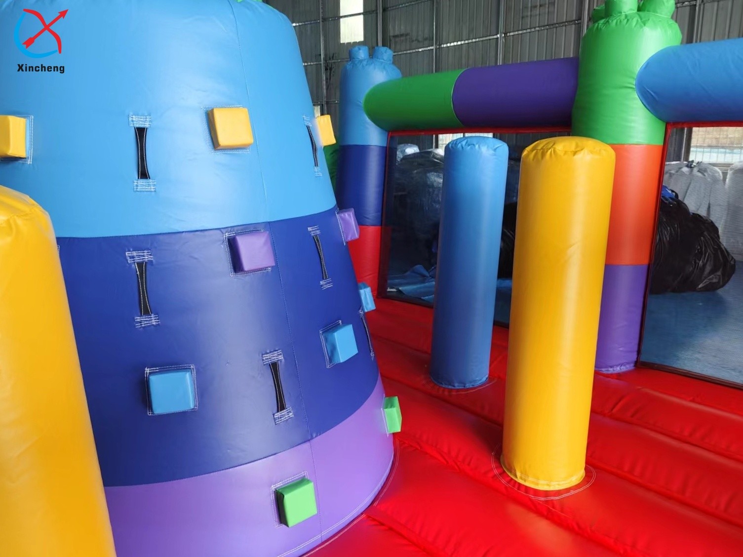 Customized LEGO Block Splicing Inflatable Bouncy House With Slide Combo For Kids