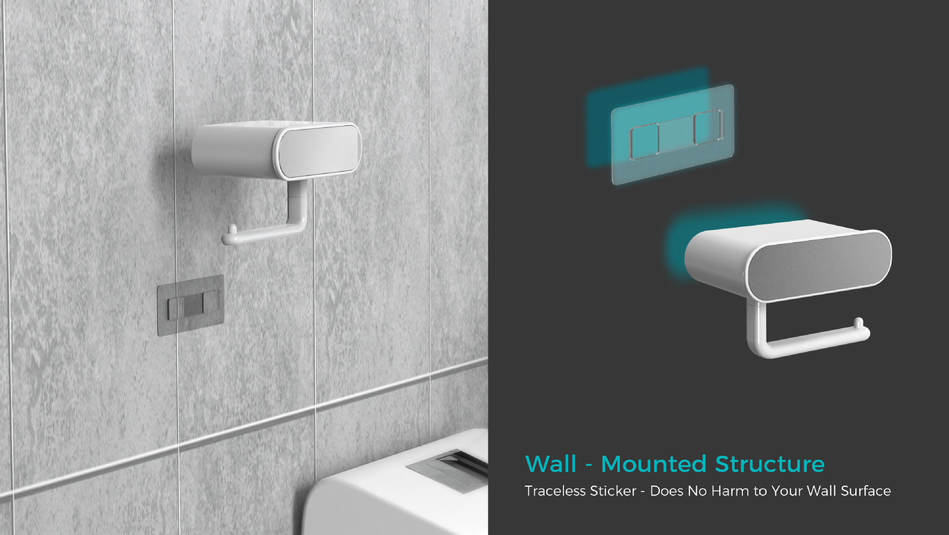 Bathroom Paper Holder Stainless Steel Compact TPR Toilet Brush Holder SET