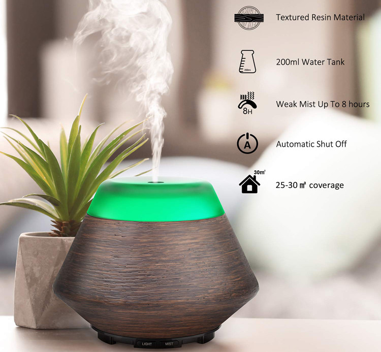 Waterless Auto Off 200ml Wood Grain Aromatherapy Diffuser