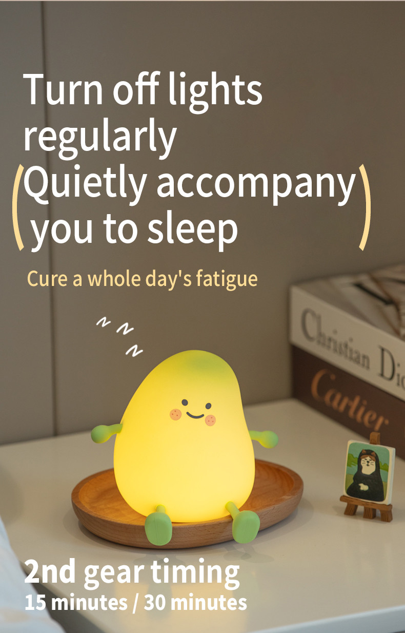 Mango Night Light Cute Children Silicone Lamp For Kids Bedroom Sleeping Lighting USB Charging LED Night Lights