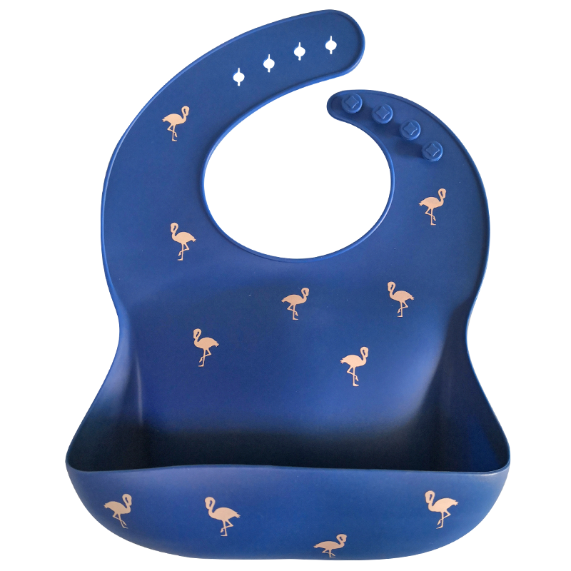 Custom Printing Mess Catching Silicone Baby Bib Lead Free Antibacterial