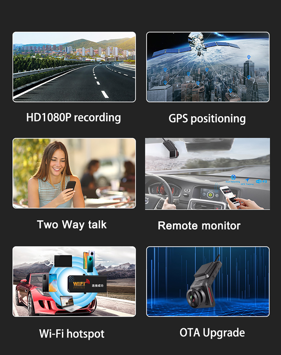 Mobile 2Inch Android 4G Car DVR Dashboard Driving Recorder 1080P HD For Vehicle