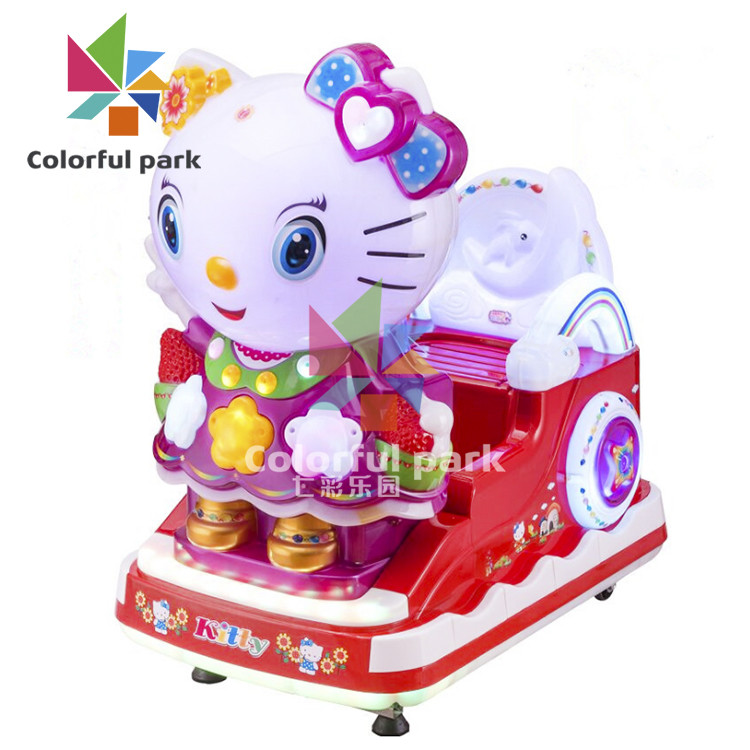 Funny Coin Operated Kiddie Ride Vintage Kitty Themed 220V Samsung Display