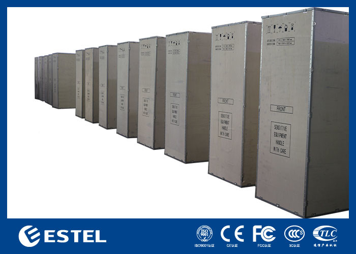 16U Outdoor Floor Enclosure Single Wall Galvanized Steel One Front Door With Air Conditioner
