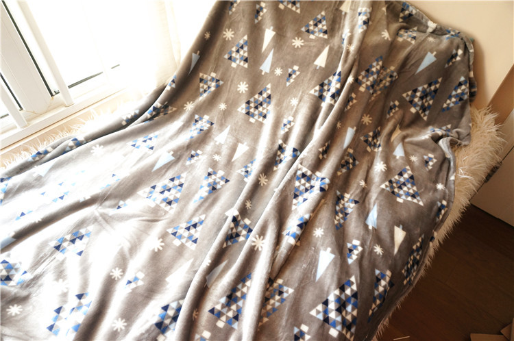 Warm Rotary Printing Flannel Print Blanket , 100 Polyester Plush Blankets 220*240CM